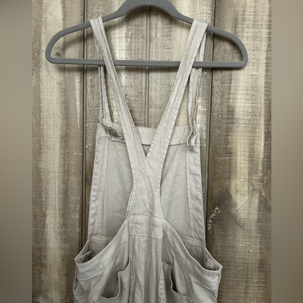 Evereve Beth Cream Linen Blend Wide Leg Crop overalls, 31 - Picture 6 of 8